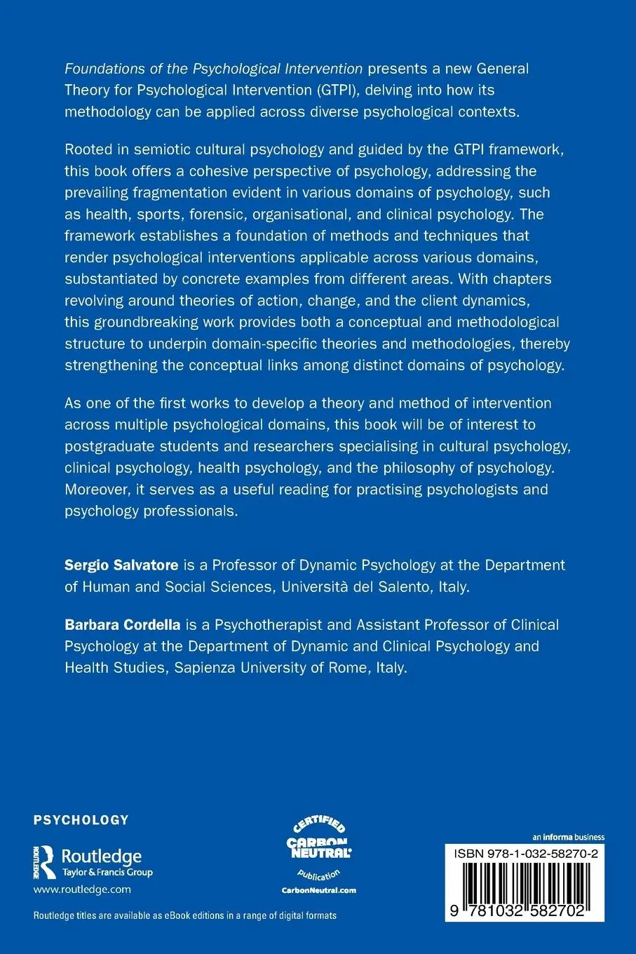 Rückseite: 9781032582702 | Foundations of the Psychological Intervention | Salvatore (u. a.)
