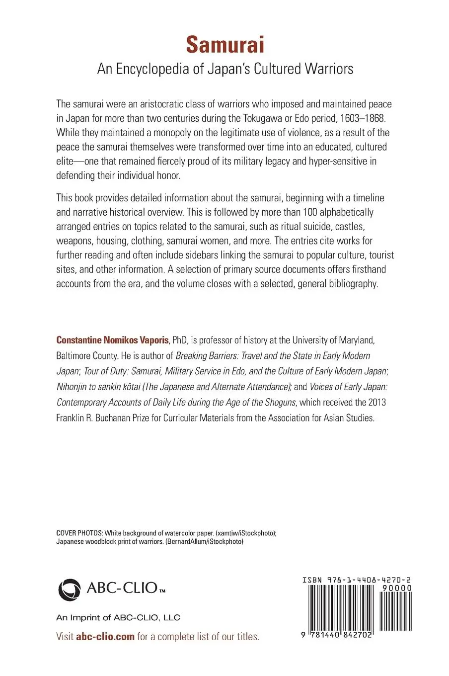 Rückseite: 9781440842702 | Samurai | An Encyclopedia of Japan's Cultured Warriors | Vaporis