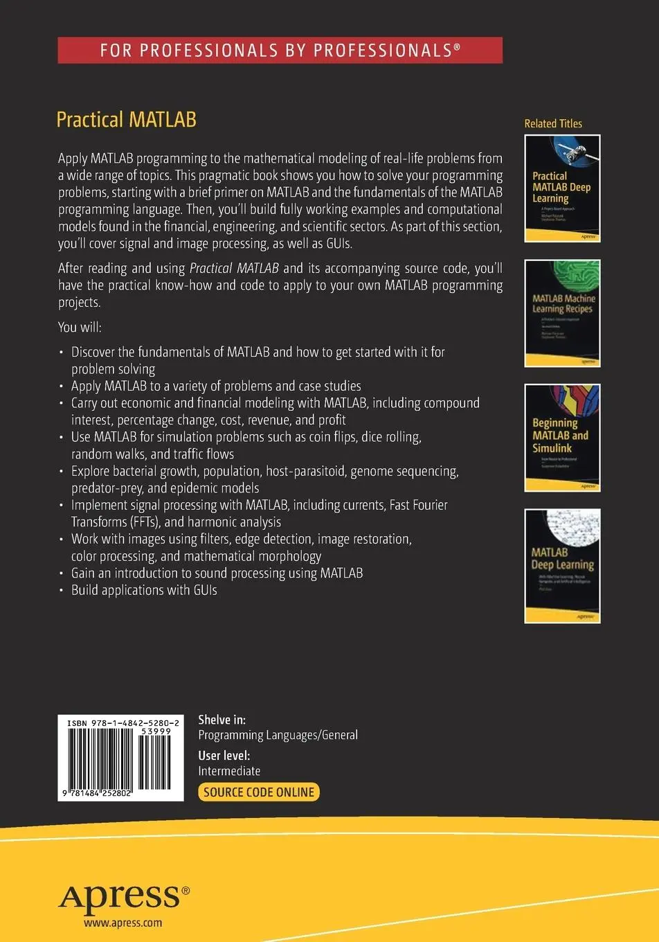 Rückseite: 9781484252802 | Practical MATLAB | With Modeling, Simulation, and Processing Projects