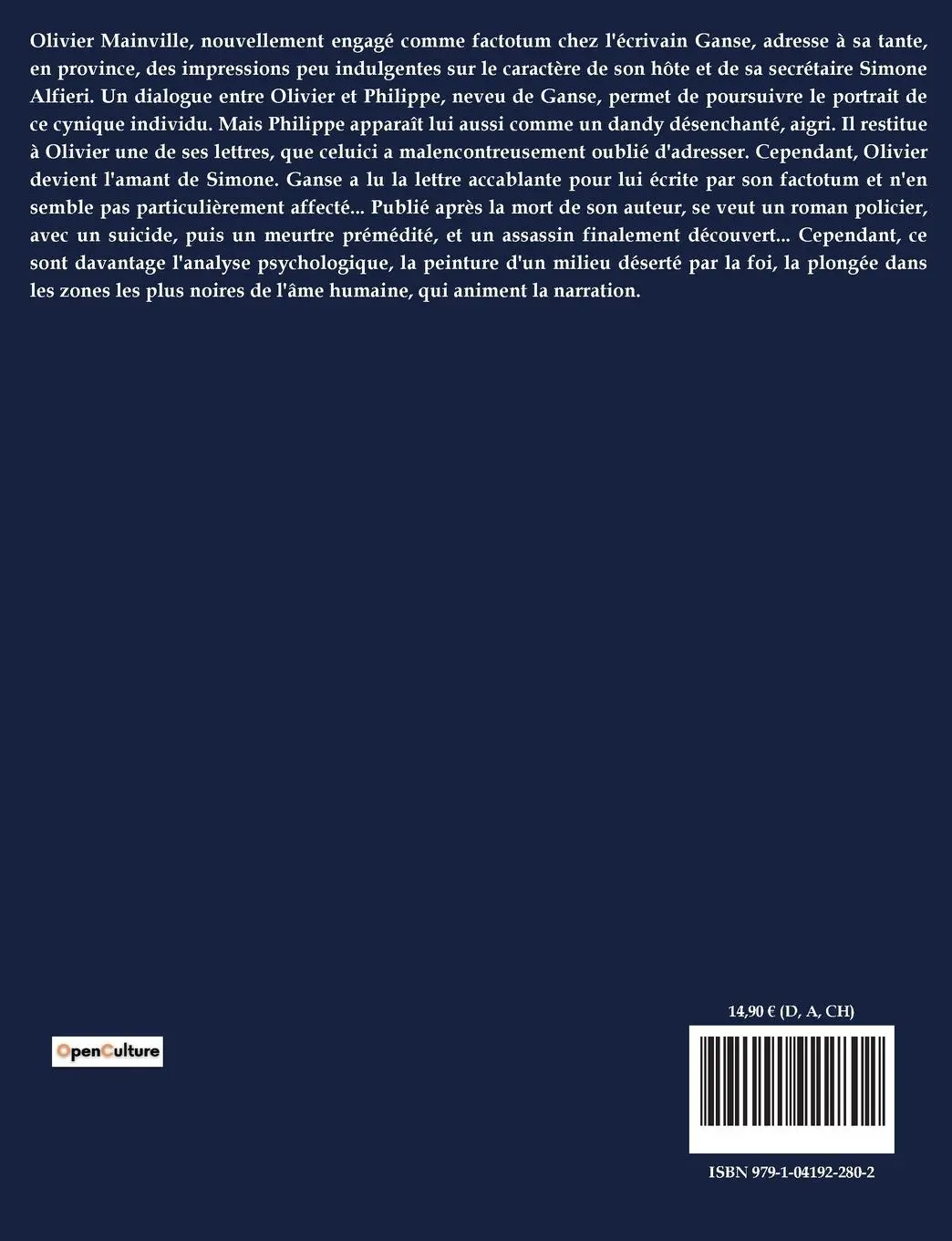 Rückseite: 9791041922802 | Un mauvais rêve | Un roman de Georges Bernanos | Georges Bernanos