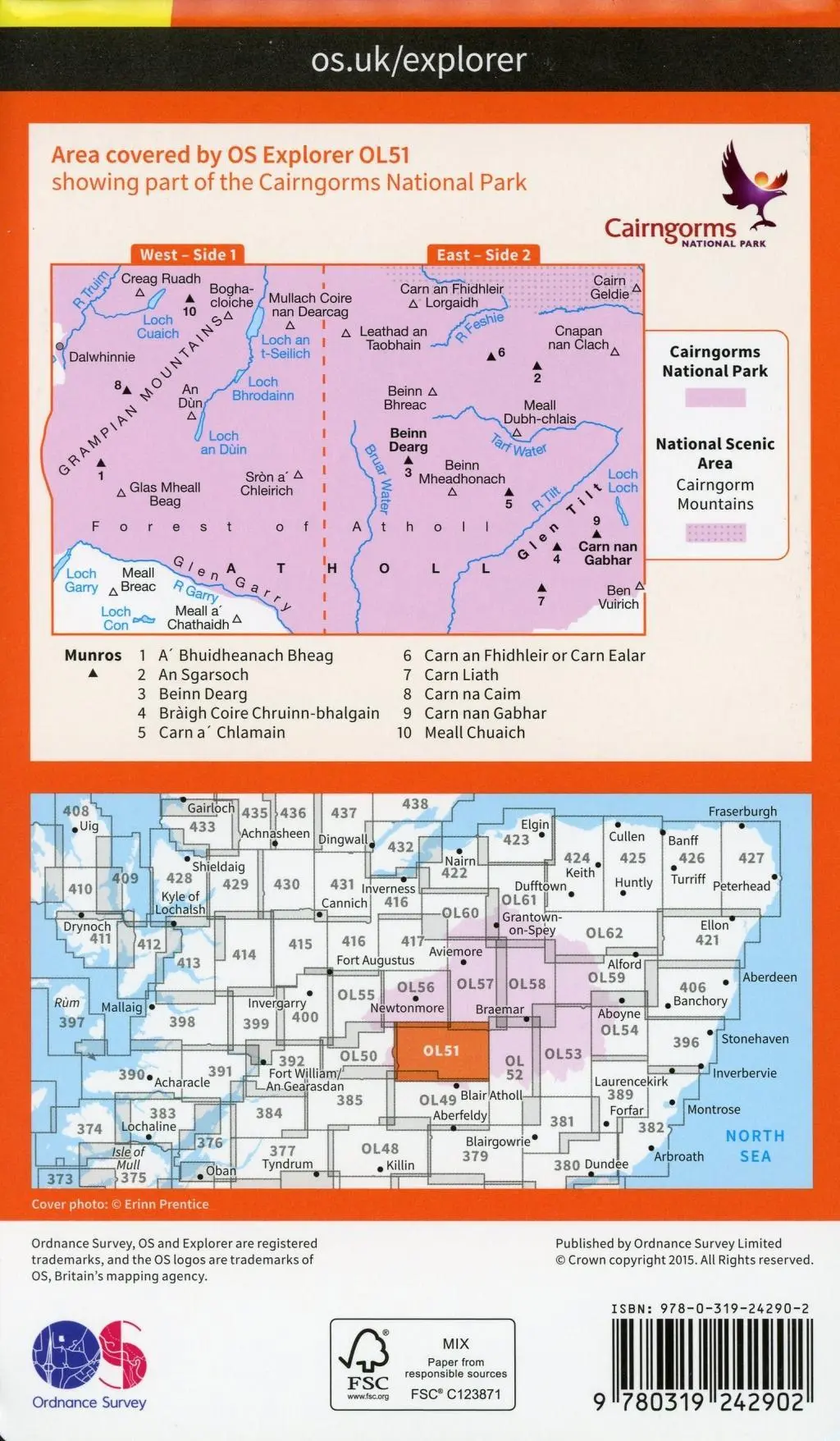 Bild: 9780319242902 | Atholl, Glen Tilt, Beinn Dearg &amp; Carn nan Gabhar | Ordnance Survey