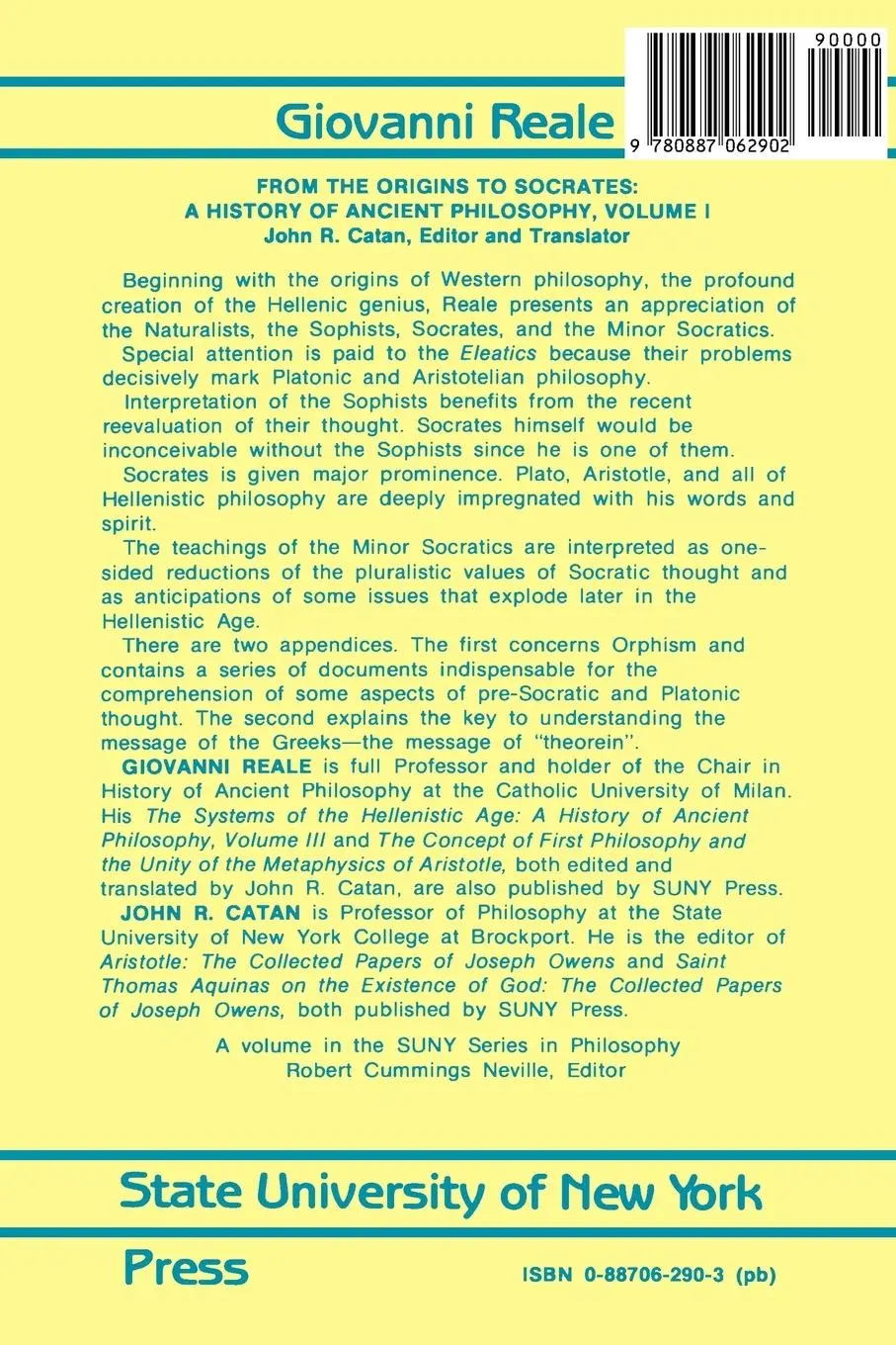Rückseite: 9780887062902 | A History of Ancient Philosophy I | From the Origins to Socrates