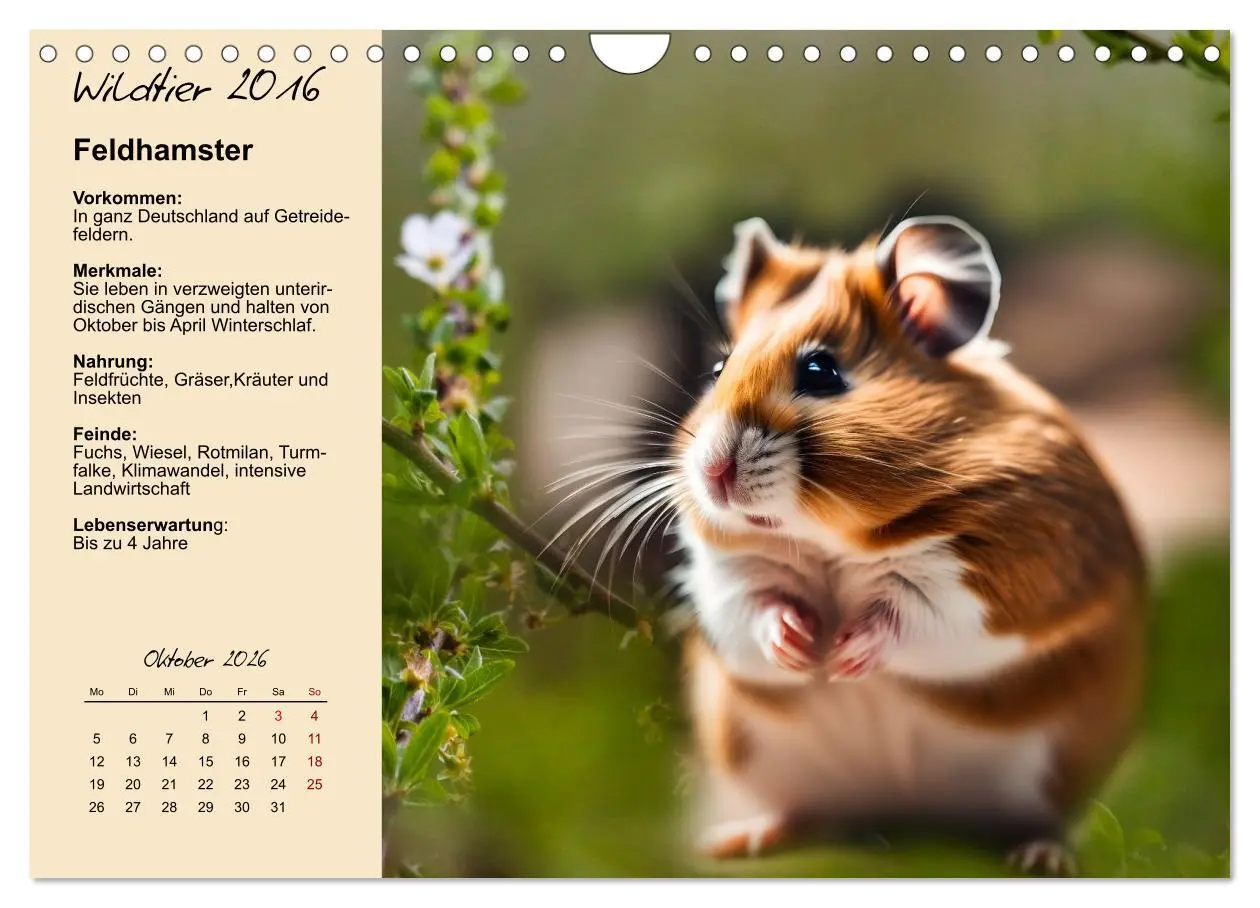 Bild: 9783457482902 | Wildtiere des Jahres (Wandkalender 2026 DIN A4 quer), CALVENDO...