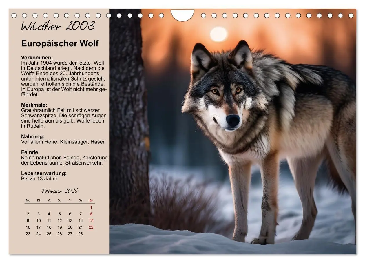 Bild: 9783457482902 | Wildtiere des Jahres (Wandkalender 2026 DIN A4 quer), CALVENDO...