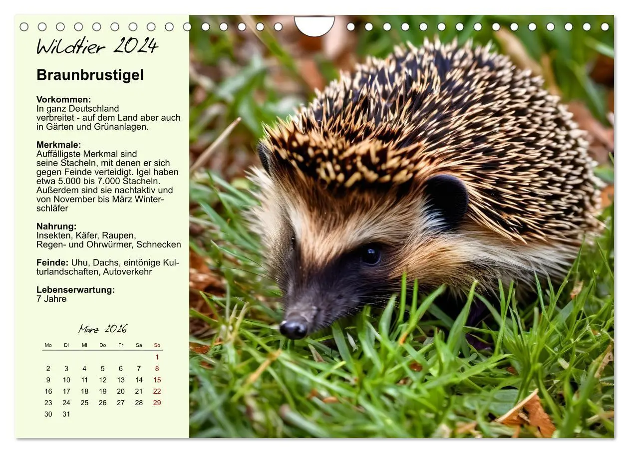 Bild: 9783457482902 | Wildtiere des Jahres (Wandkalender 2026 DIN A4 quer), CALVENDO...