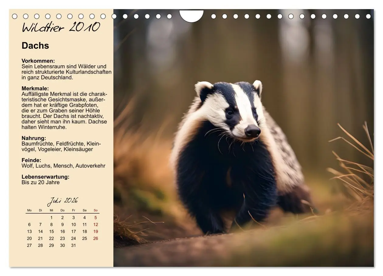 Bild: 9783457482902 | Wildtiere des Jahres (Wandkalender 2026 DIN A4 quer), CALVENDO...