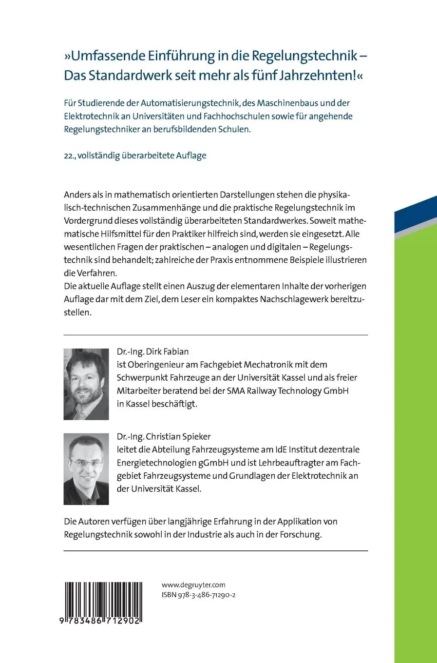 Rückseite: 9783486712902 | Grundriss der praktischen Regelungstechnik | Dirk Fabian (u. a.) | XII