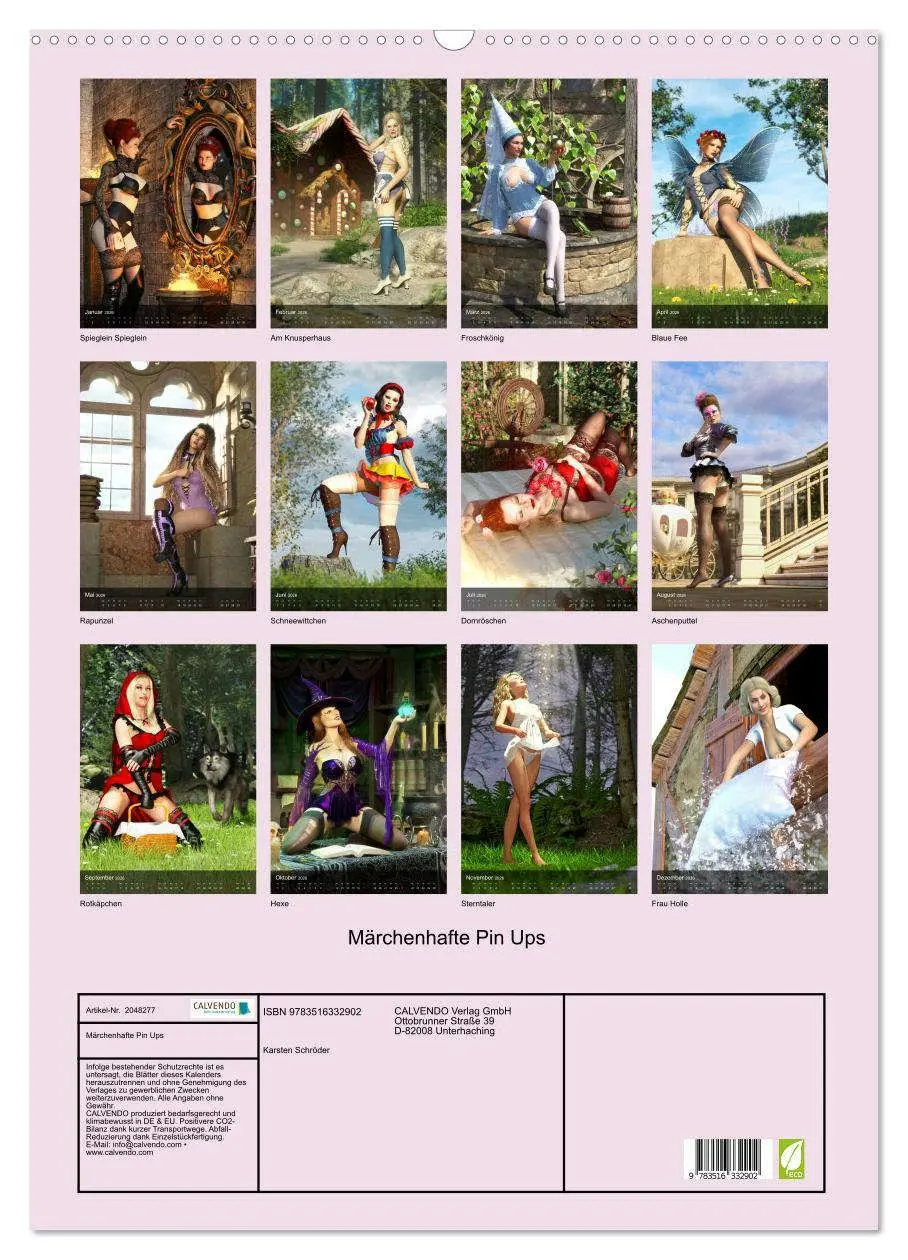 Bild: 9783516332902 | Märchenhafte Pin Ups (Wandkalender 2026 DIN A2 hoch), CALVENDO...