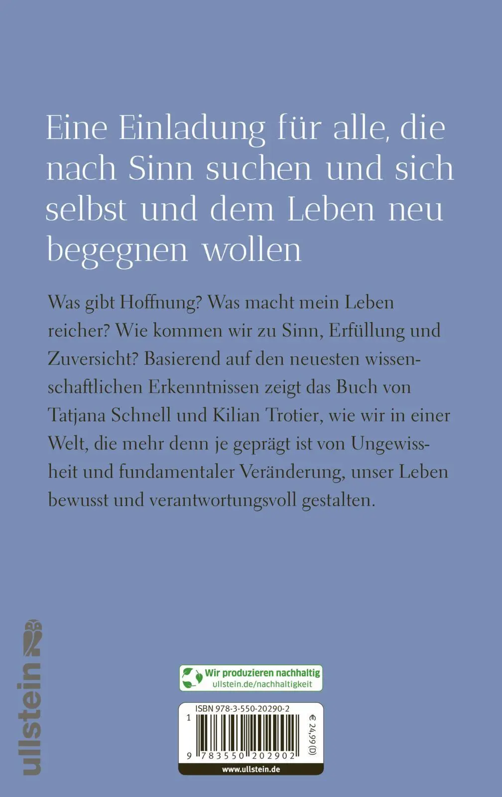 Rückseite: 9783550202902 | Sinn finden | Tatjana Schnell (u. a.) | Buch | 304 S. | Deutsch | 2024