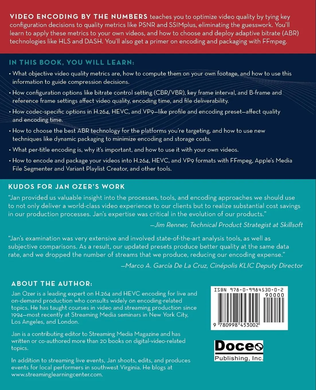 Rückseite: 9780998453002 | Video Encoding by the Numbers | Jan Lee Ozer | Taschenbuch | Englisch