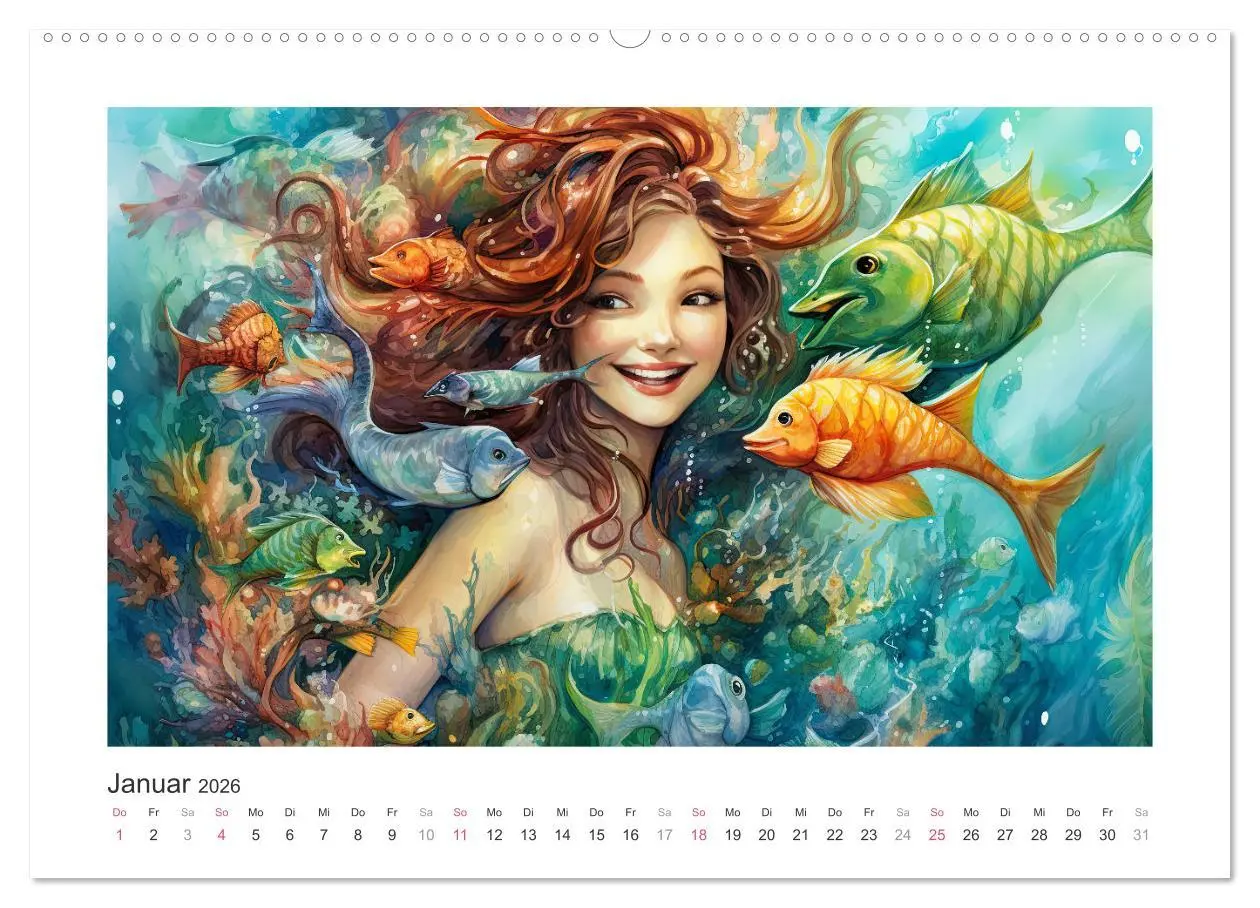 Bild: 9783457513002 | Liebliche Meerjungfrauen (Wandkalender 2026 DIN A2 quer), CALVENDO...