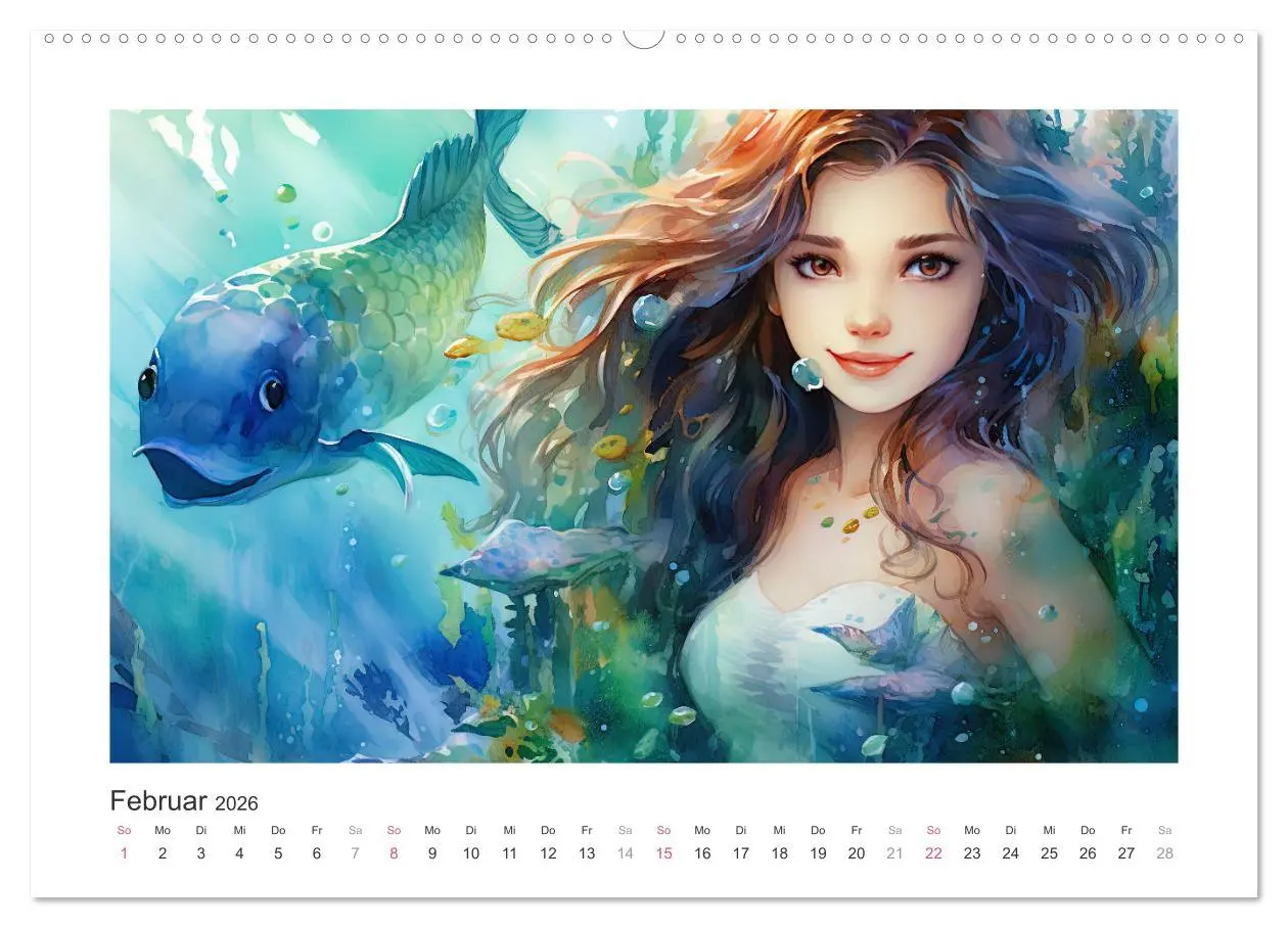 Bild: 9783457513002 | Liebliche Meerjungfrauen (Wandkalender 2026 DIN A2 quer), CALVENDO...
