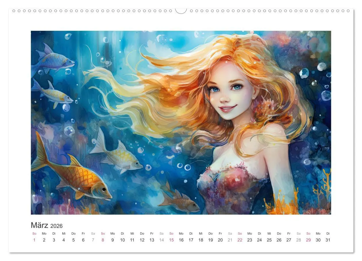Bild: 9783457513002 | Liebliche Meerjungfrauen (Wandkalender 2026 DIN A2 quer), CALVENDO...