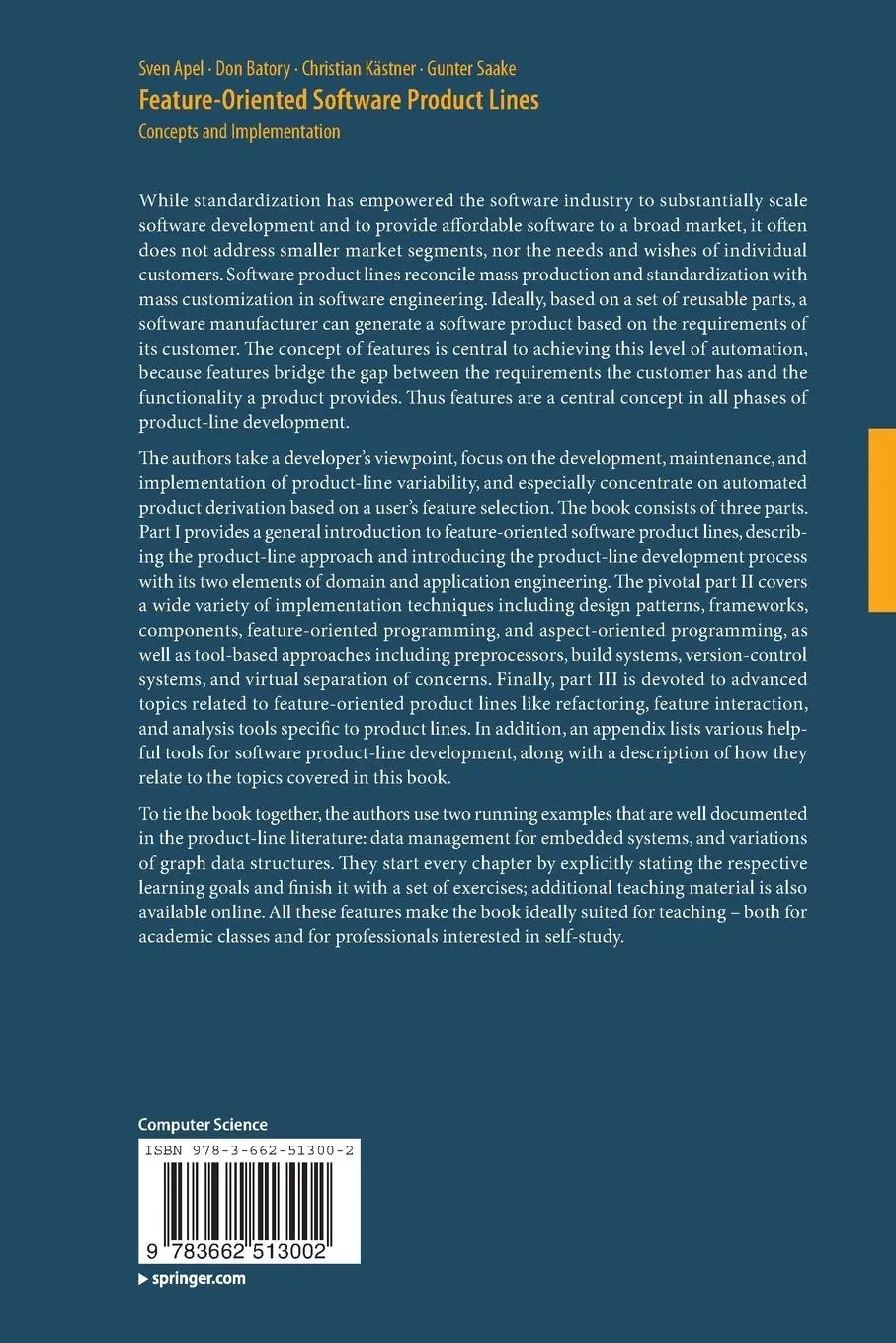 Rückseite: 9783662513002 | Feature-Oriented Software Product Lines | Concepts and Implementation