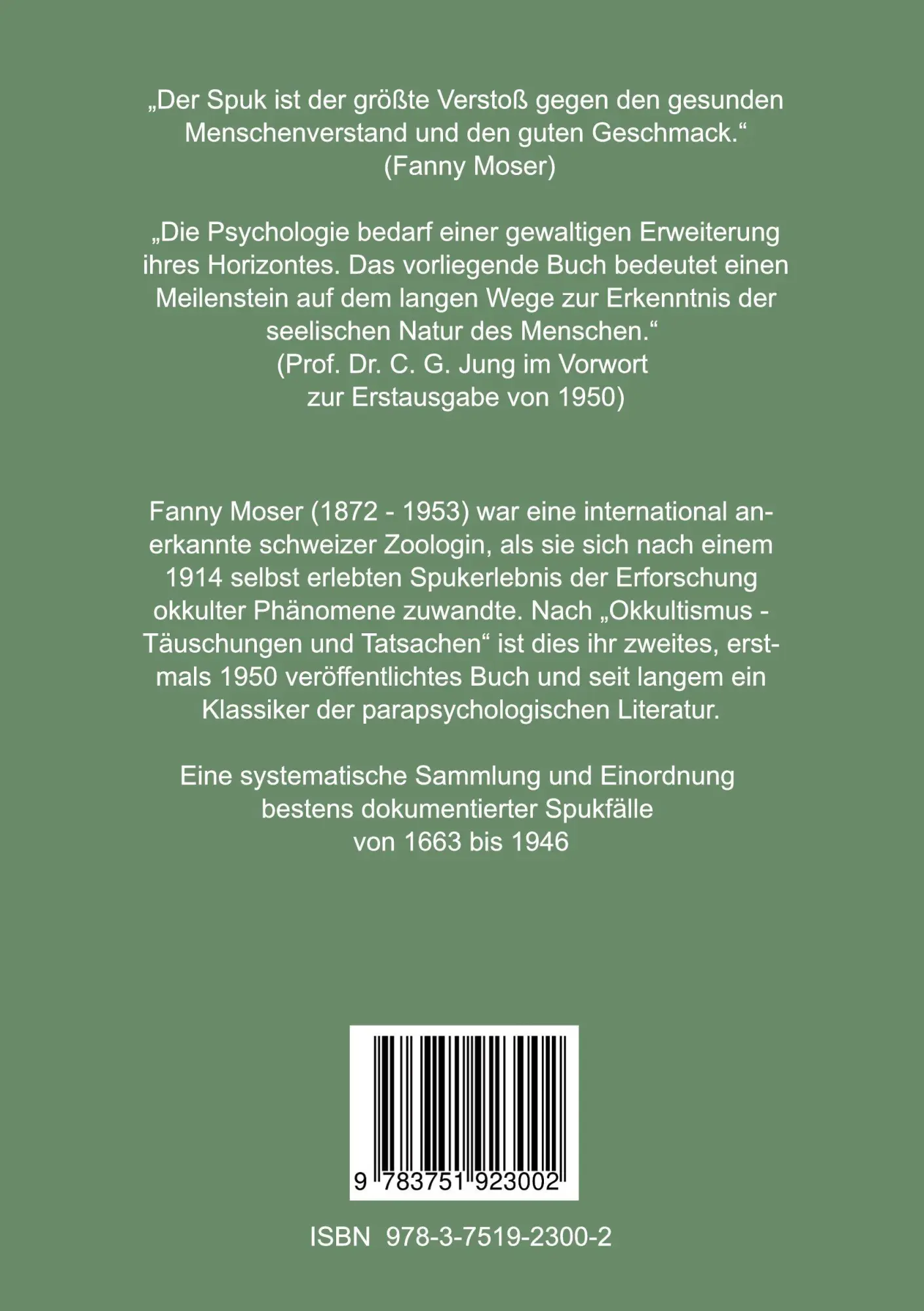 Rückseite: 9783751923002 | Spuk. Irrglaube oder Wahrglaube? | Eine Frage der Menschheit | Moser