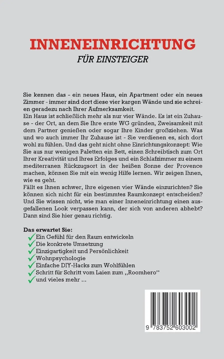 Rückseite: 9783752603002 | Inneneinrichtung für Einsteiger: Mit einer stilvollen und...