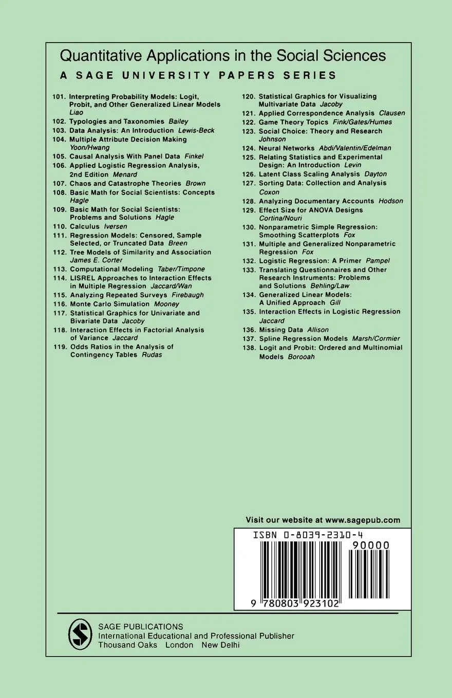 Rückseite: 9780803923102 | Multivariate Analysis of Variance | James H. Bray (u. a.) | Buch