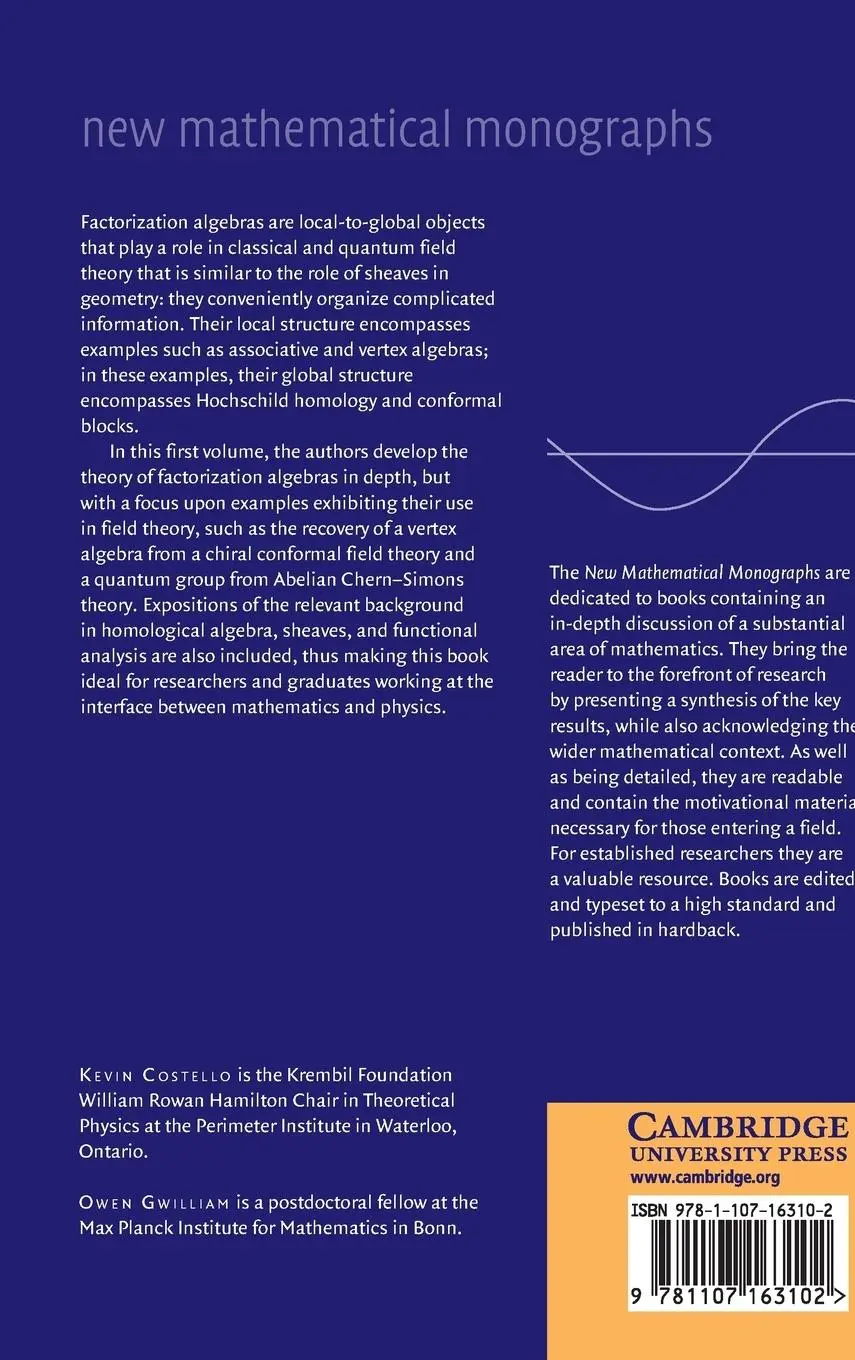 Rückseite: 9781107163102 | Factorization Algebras in Quantum Field Theory | Costello (u. a.)