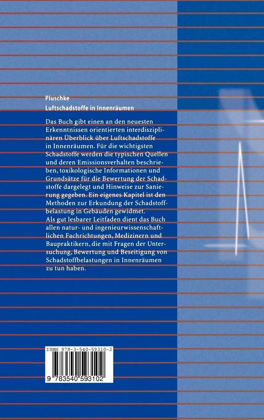 Rückseite: 9783540593102 | Luftschadstoffe in Innenräumen | Ein Leitfaden | Peter Pluschke | Buch