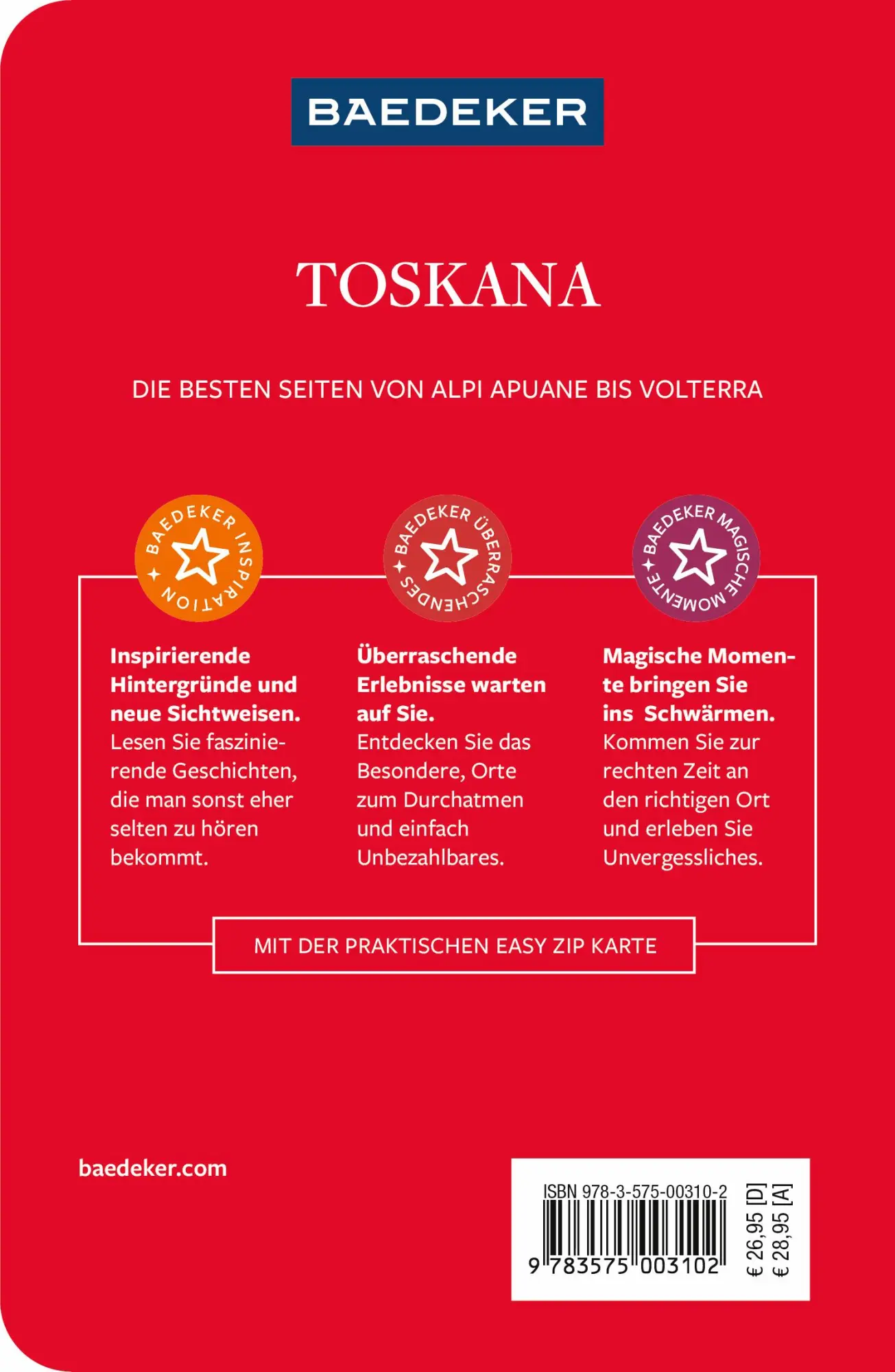 Rückseite: 9783575003102 | Baedeker Reiseführer Toskana | mit praktischer Karte EASY ZIP | Sorges