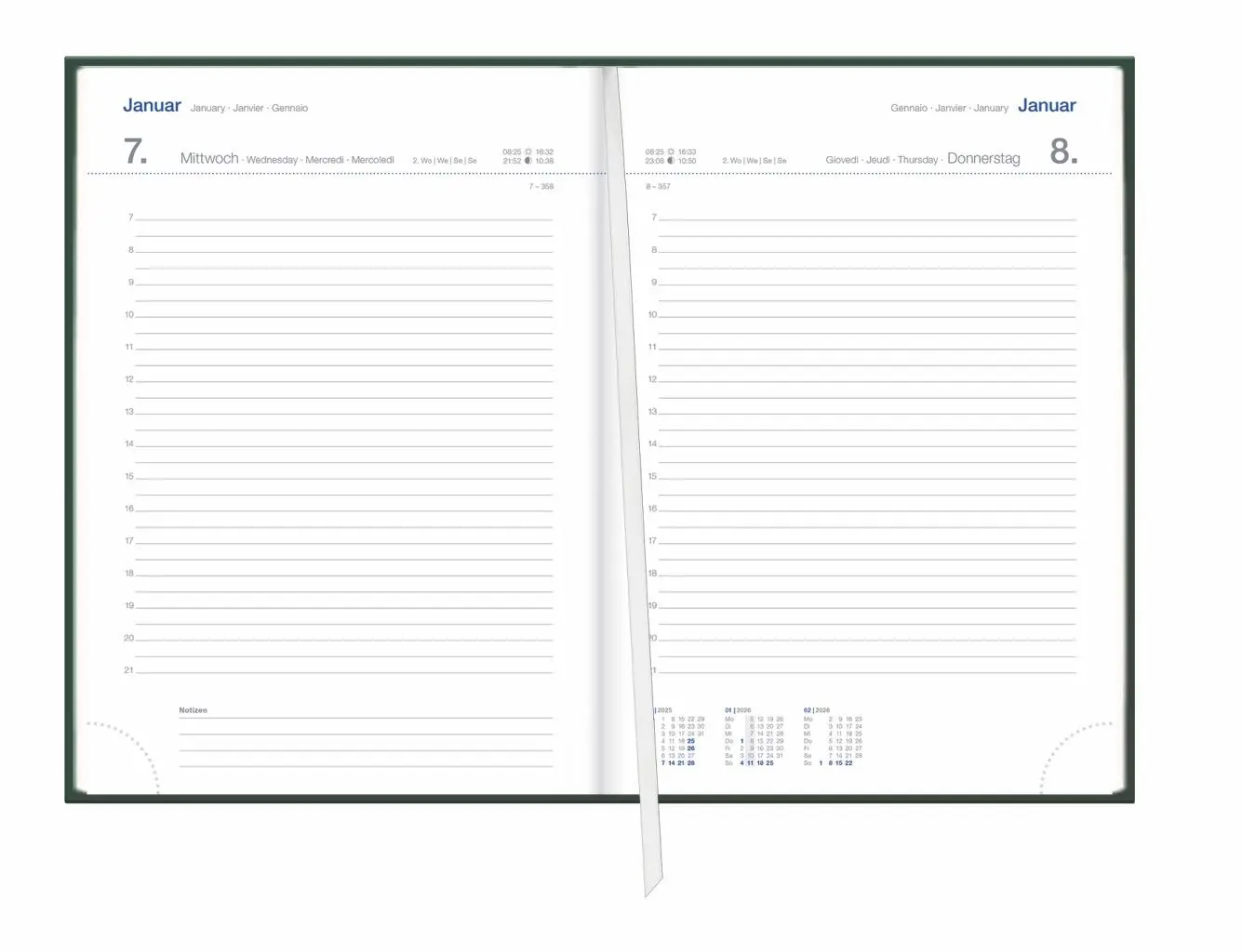 Bild: 9783756413102 | Tages-Cheftimer A5, grün 2026 | Kalender | Bürokalender Heye | 360 S.