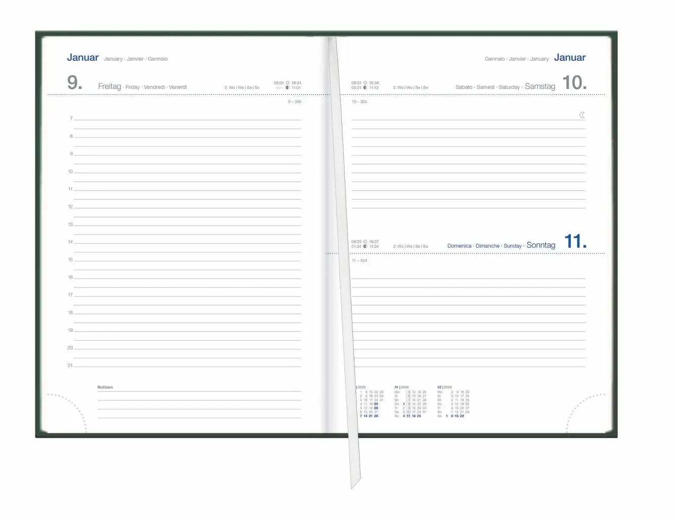 Bild: 9783756413102 | Tages-Cheftimer A5, grün 2026 | Kalender | Bürokalender Heye | 360 S.