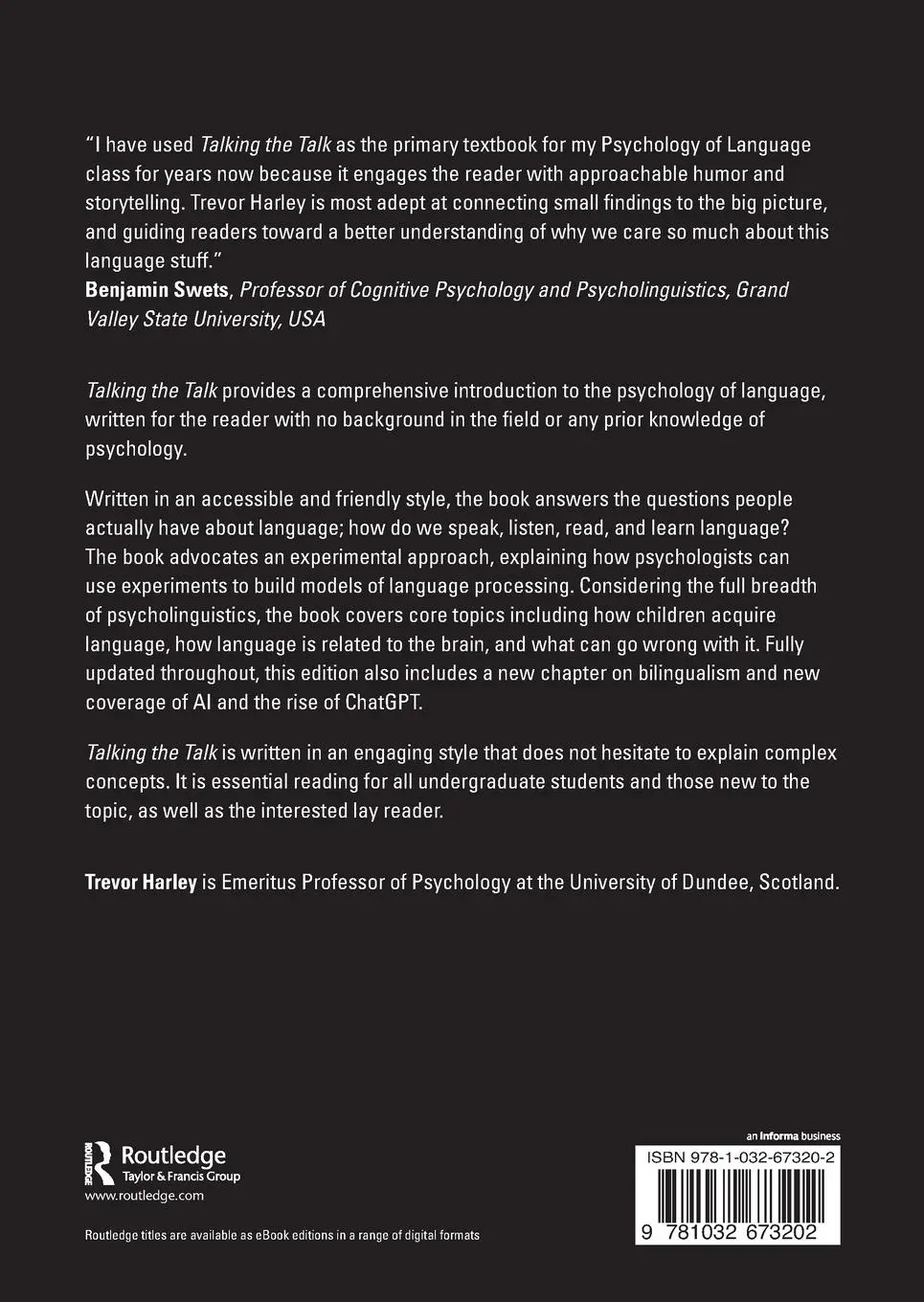 Rückseite: 9781032673202 | Talking the Talk | Language, Psychology and Science | Trevor A. Harley