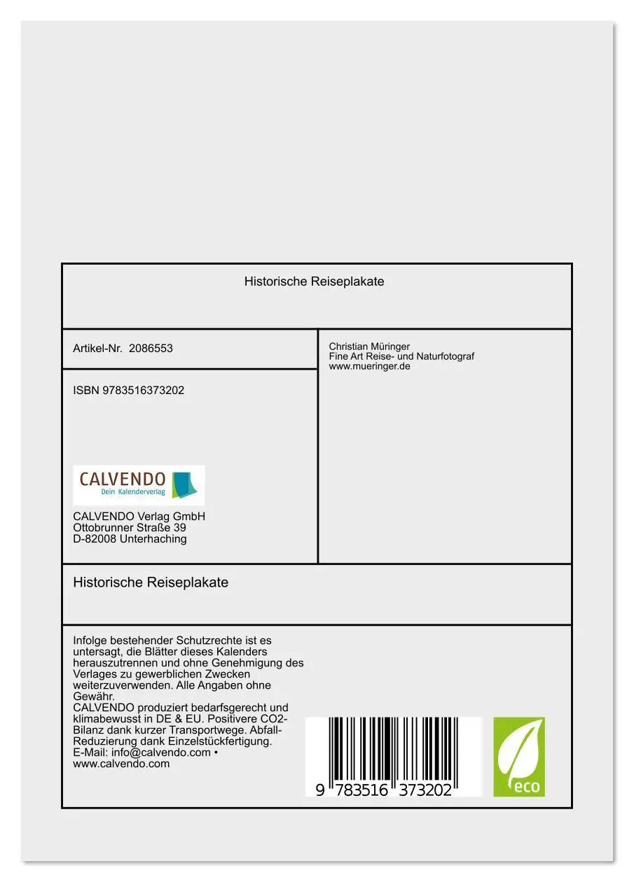 Bild: 9783516373202 | Historische Reiseplakate (Tischkalender 2026 DIN A5 hoch), CALVENDO...