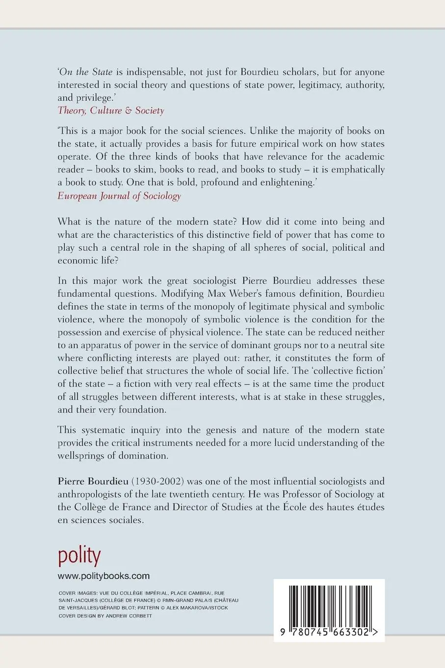 Rückseite: 9780745663302 | On the State | Lectures at the Collège de France, 1989 - 1992 | Buch
