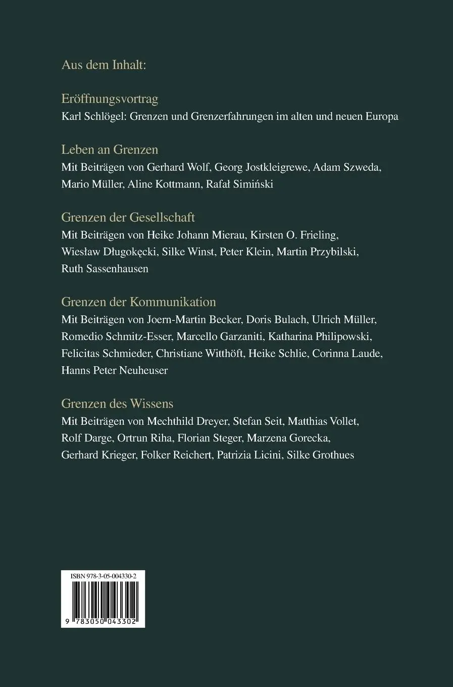 Rückseite: 9783050043302 | Grenze und Grenzüberschreitung im Mittelalter | Buch | IX | Deutsch