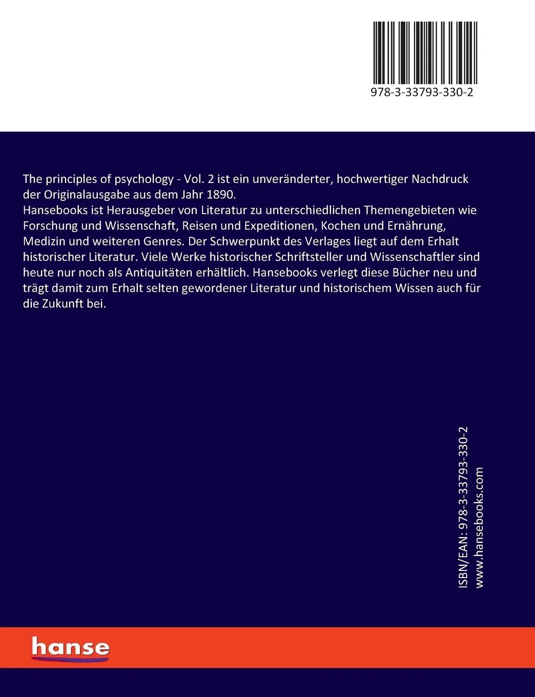 Rückseite: 9783337933302 | The principles of psychology | Vol. 2 | William James | Taschenbuch