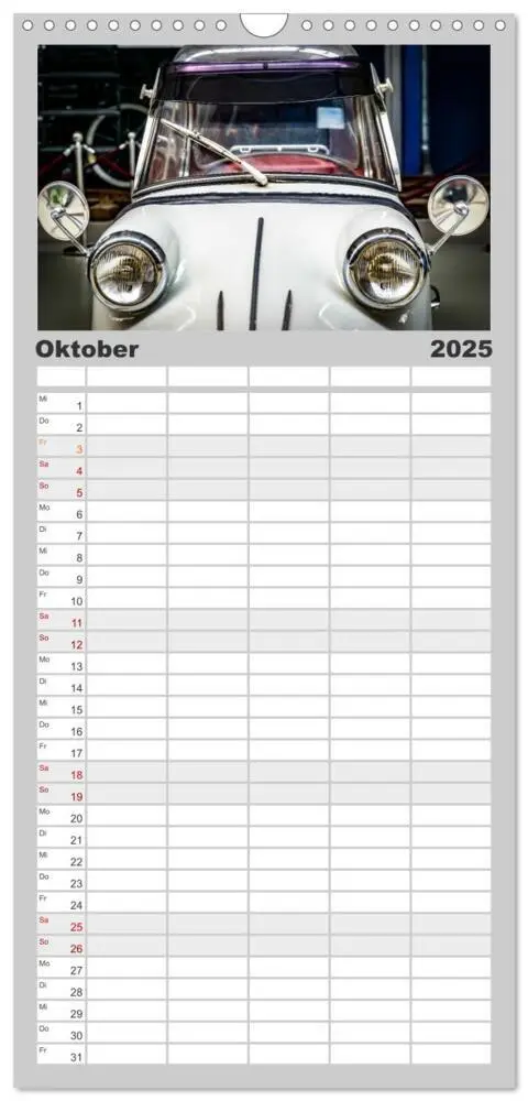 Bild: 9783457103302 | Familienplaner 2025 - Oldtimer: detailverliebt mit 5 Spalten...