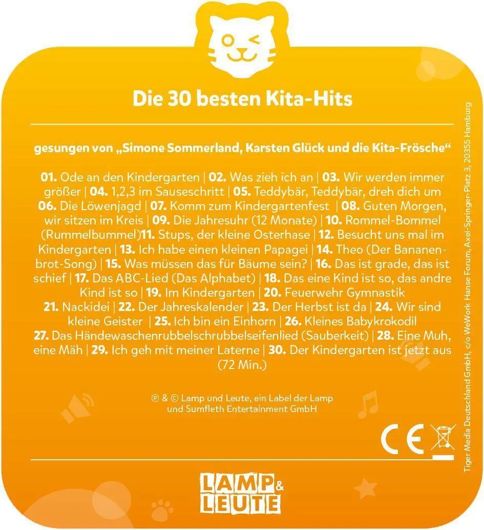Bild: 4260535483402 | tigercard - Die 30 Besten: Die 30 Besten Kita-Hits | Deutsch | 2020