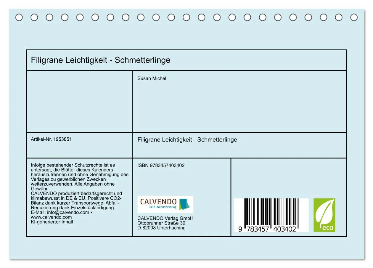 Bild: 9783457403402 | Filigrane Leichtigkeit - Schmetterlinge (Tischkalender 2026 DIN A5...