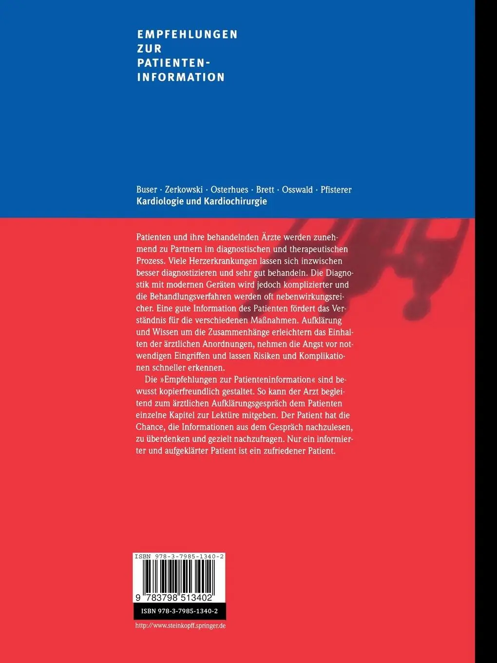 Rückseite: 9783798513402 | Kardiologie und Kardiochirurgie | P. Buser (u. a.) | Taschenbuch | x