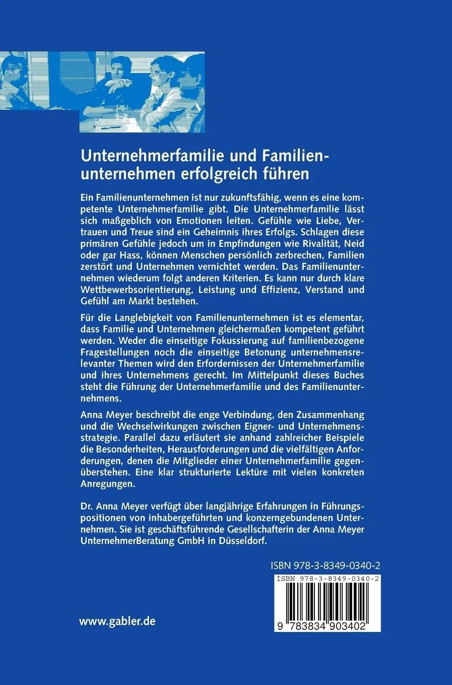Rückseite: 9783834903402 | Unternehmerfamilie und Familienunternehmen erfolgreich führen | Meyer