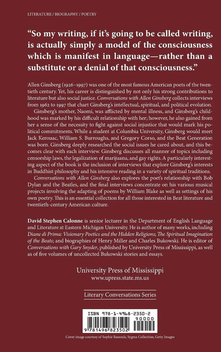 Rückseite: 9781496823502 | Conversations with Allen Ginsberg | David Stephen Calonne | Buch
