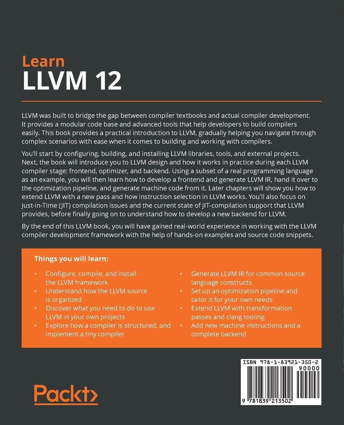 Rückseite: 9781839213502 | Learn LLVM 12 | Kai Nacke | Taschenbuch | Englisch | 2021