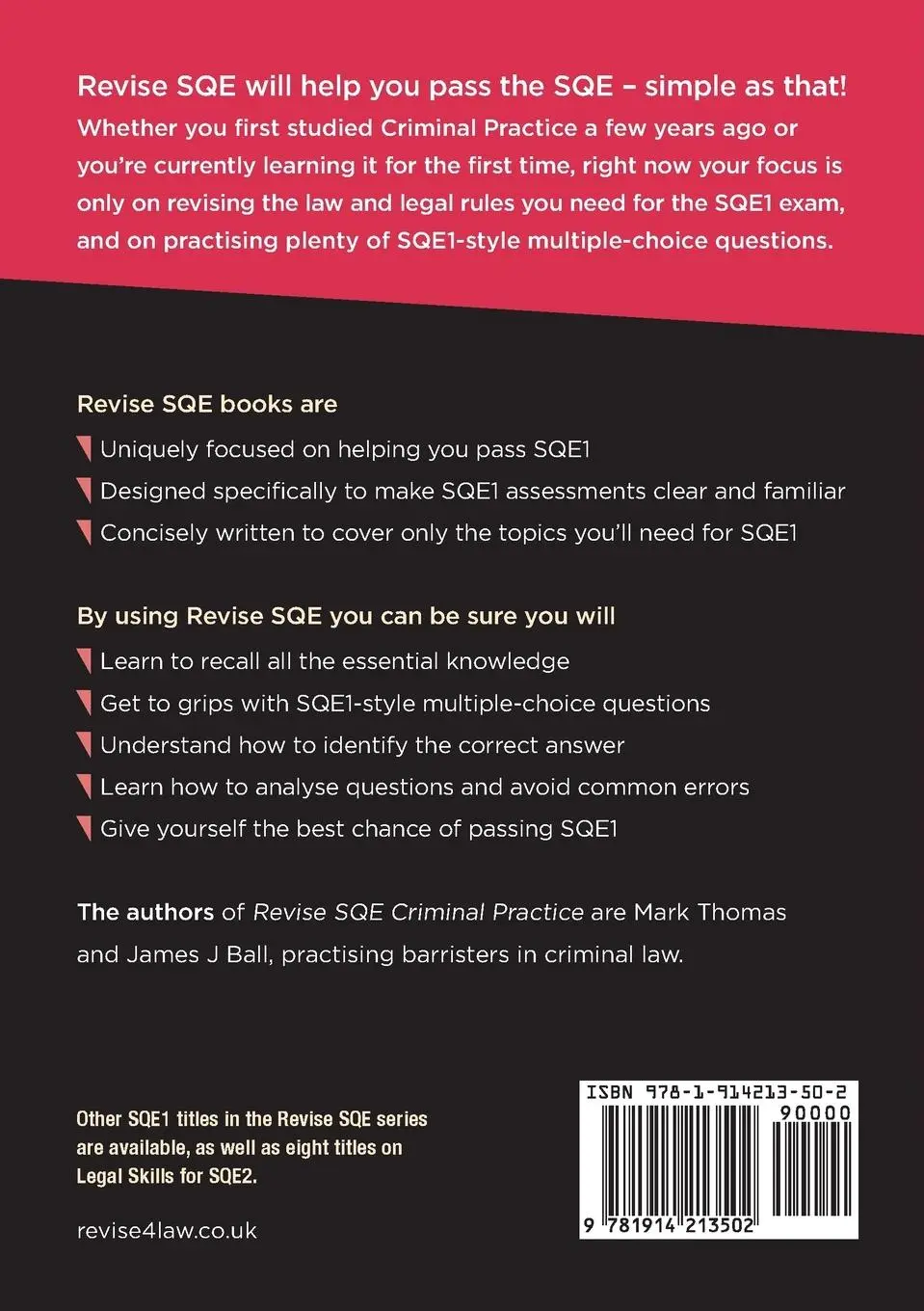 Rückseite: 9781914213502 | Revise SQE Criminal Practice | SQE1 Revision Guide 2nd ed | Buch