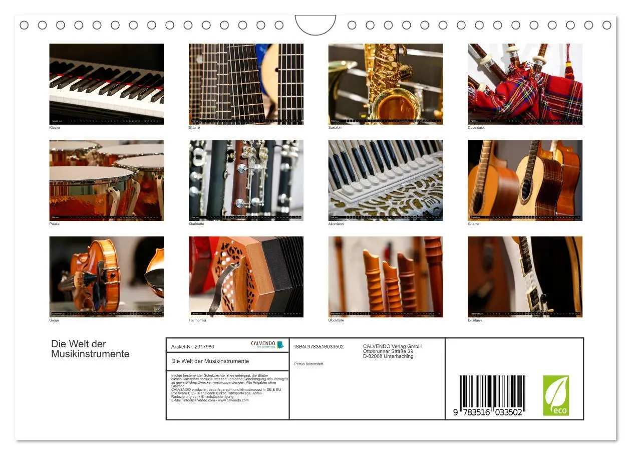 Bild: 9783516033502 | Die Welt der Musikinstrumente (Wandkalender 2026 DIN A4 quer),...