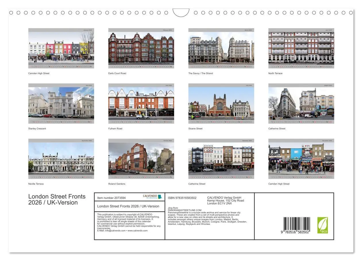Bild: 9783516583502 | London Street Fronts 2026 / UK-Version (Wall Calendar 2026 DIN A3...