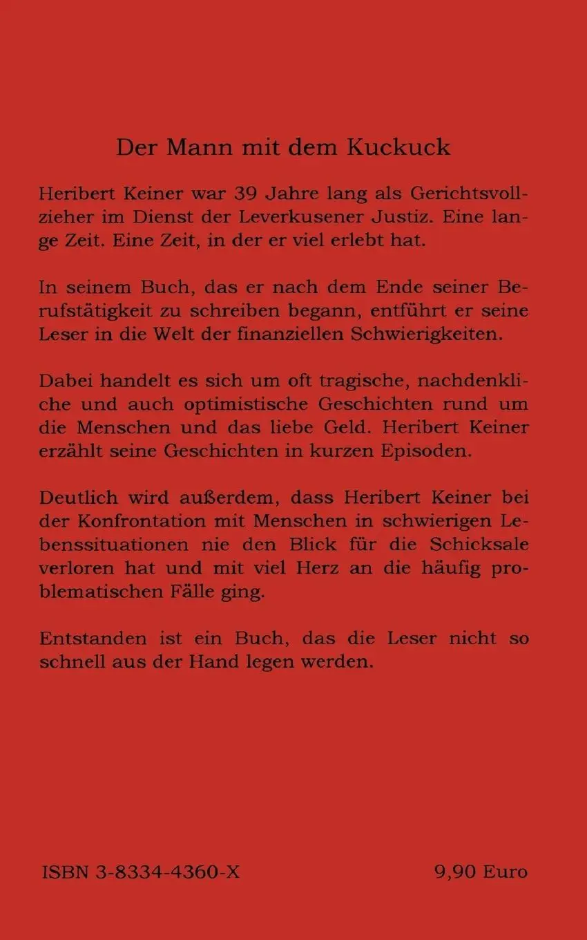 Rückseite: 9783833443602 | Der Mann mit dem Kuckuck | Heribert Keiner | Taschenbuch | 107 S.