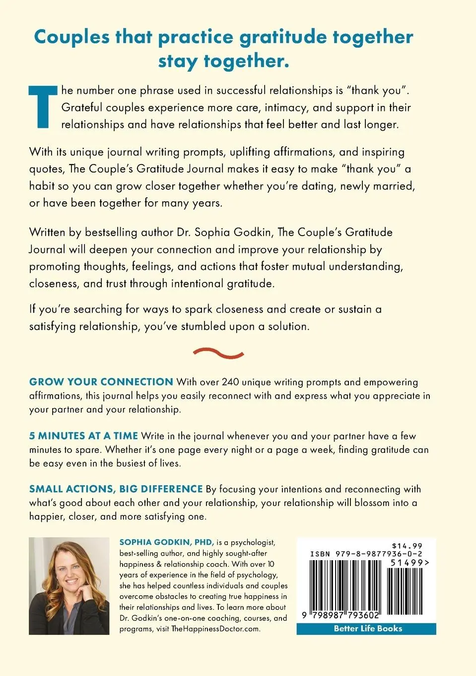 Rückseite: 9798987793602 | The Couple's Gratitude Journal | Sophia Godkin | Taschenbuch | 2023