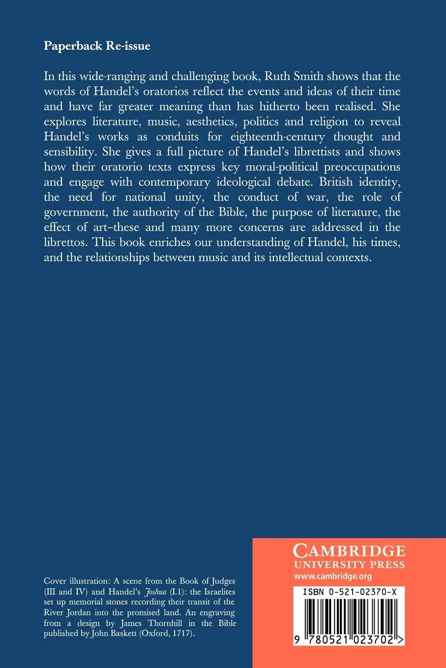 Rückseite: 9780521023702 | Handel's Oratorios and Eighteenth-Century Thought | Ruth Smith | Buch