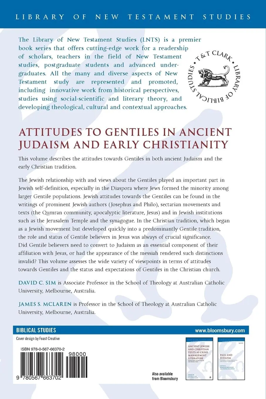 Rückseite: 9780567663702 | Attitudes to Gentiles in Ancient Judaism and Early Christianity | Buch