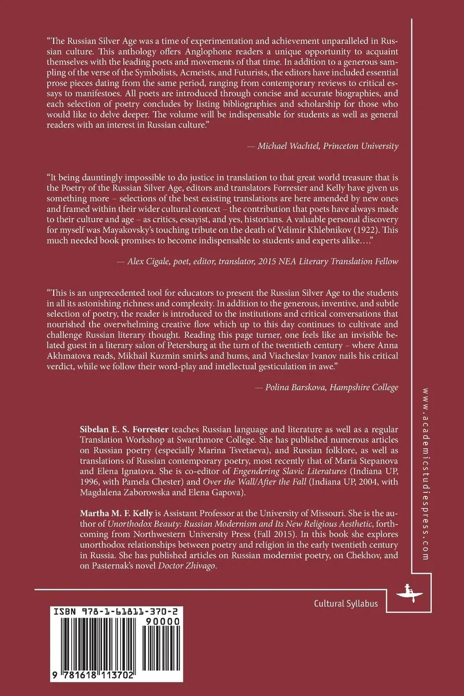 Rückseite: 9781618113702 | Russian Silver Age Poetry | Texts and Contexts | Forrester (u. a.)