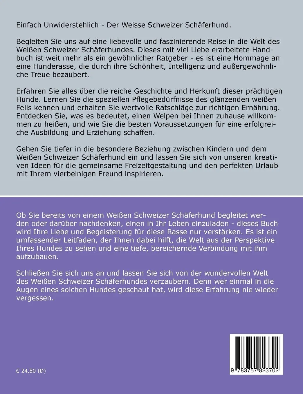 Rückseite: 9783757823702 | Traumrasse: Weisser Schweizer Schäferhund | Berger Blanc Suisse | Buch