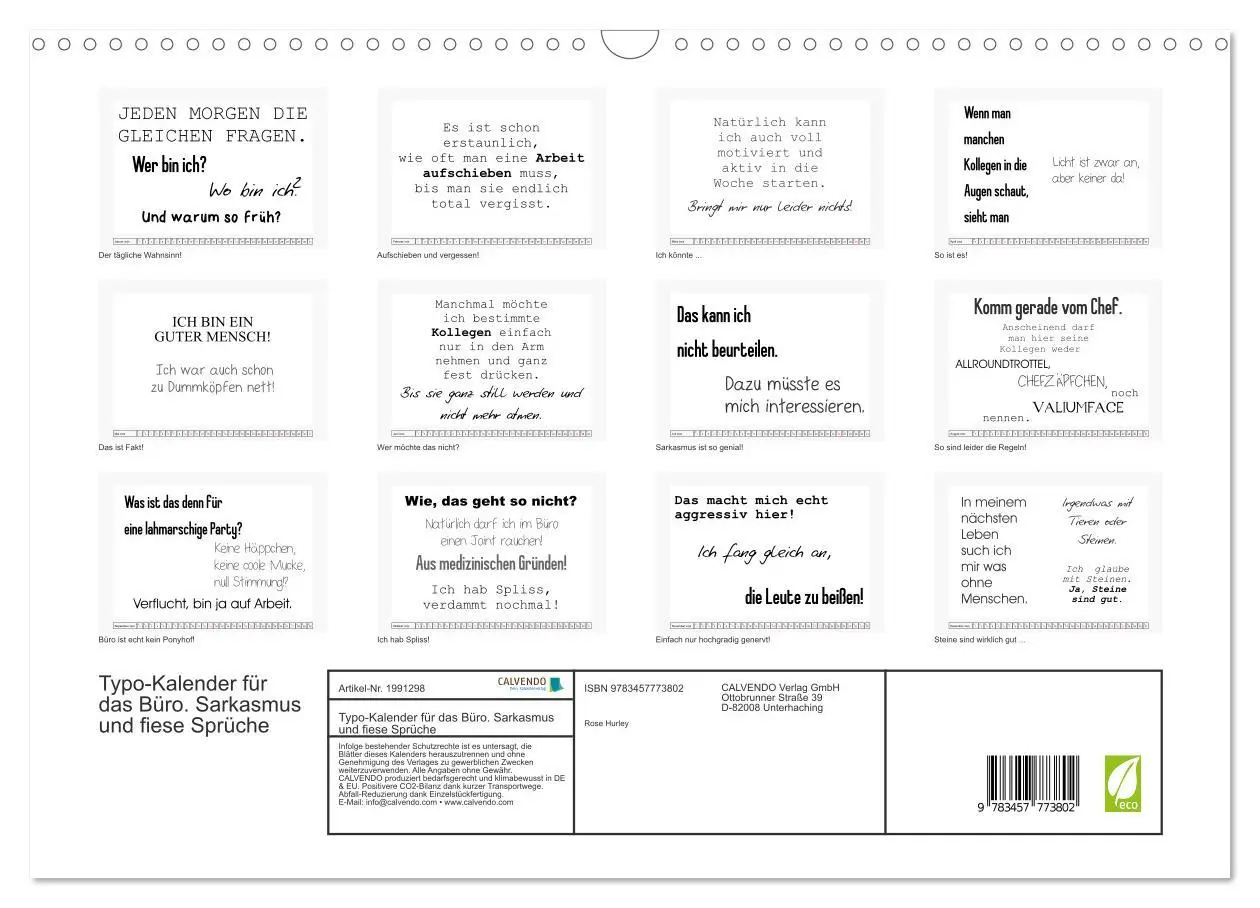 Bild: 9783457773802 | Typo-Kalender für das Büro. Sarkasmus und fiese Sprüche...