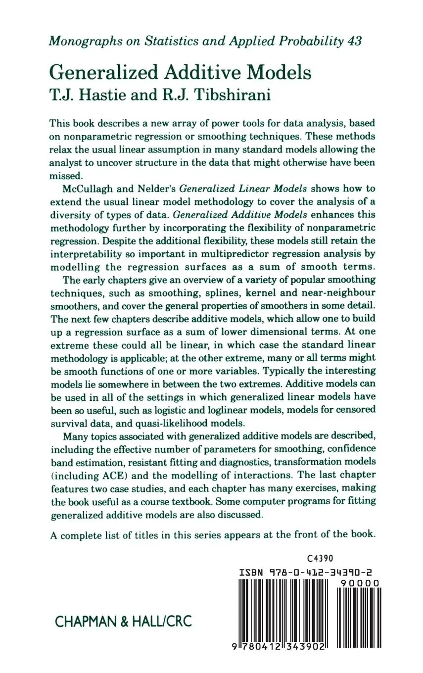 Rückseite: 9780412343902 | Generalized Additive Models | T. J. Hastie (u. a.) | Buch | Englisch