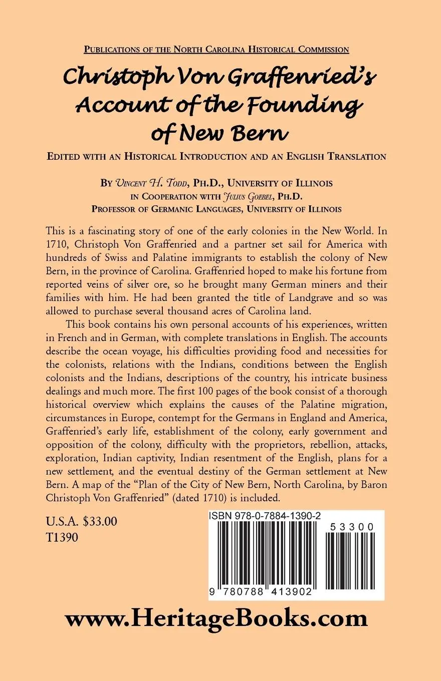 Rückseite: 9780788413902 | Christoph Von Graffenried's Account of the Founding of New Bern...